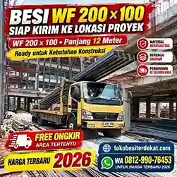 Pengiriman besi WF 200 x 100 panjang 12 meter ke proyek konstruksi oleh Toko Besi Terdekat